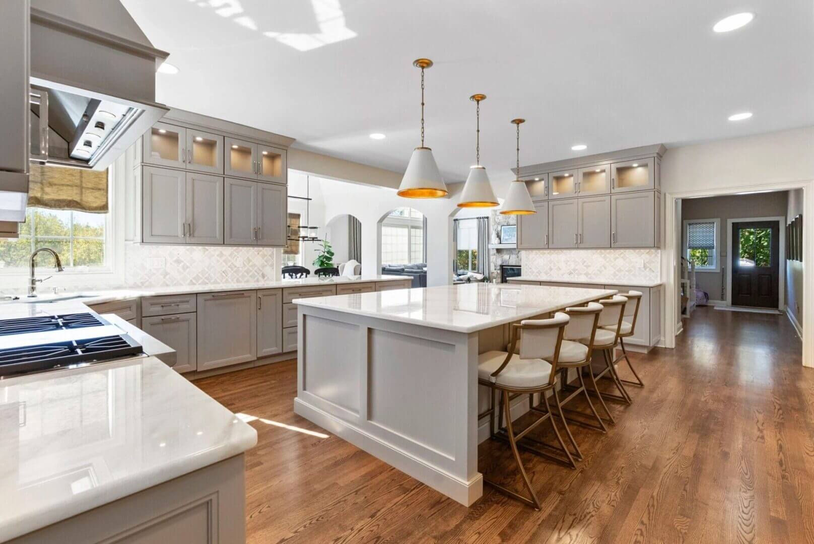 Spacious modern kitchen with large island.