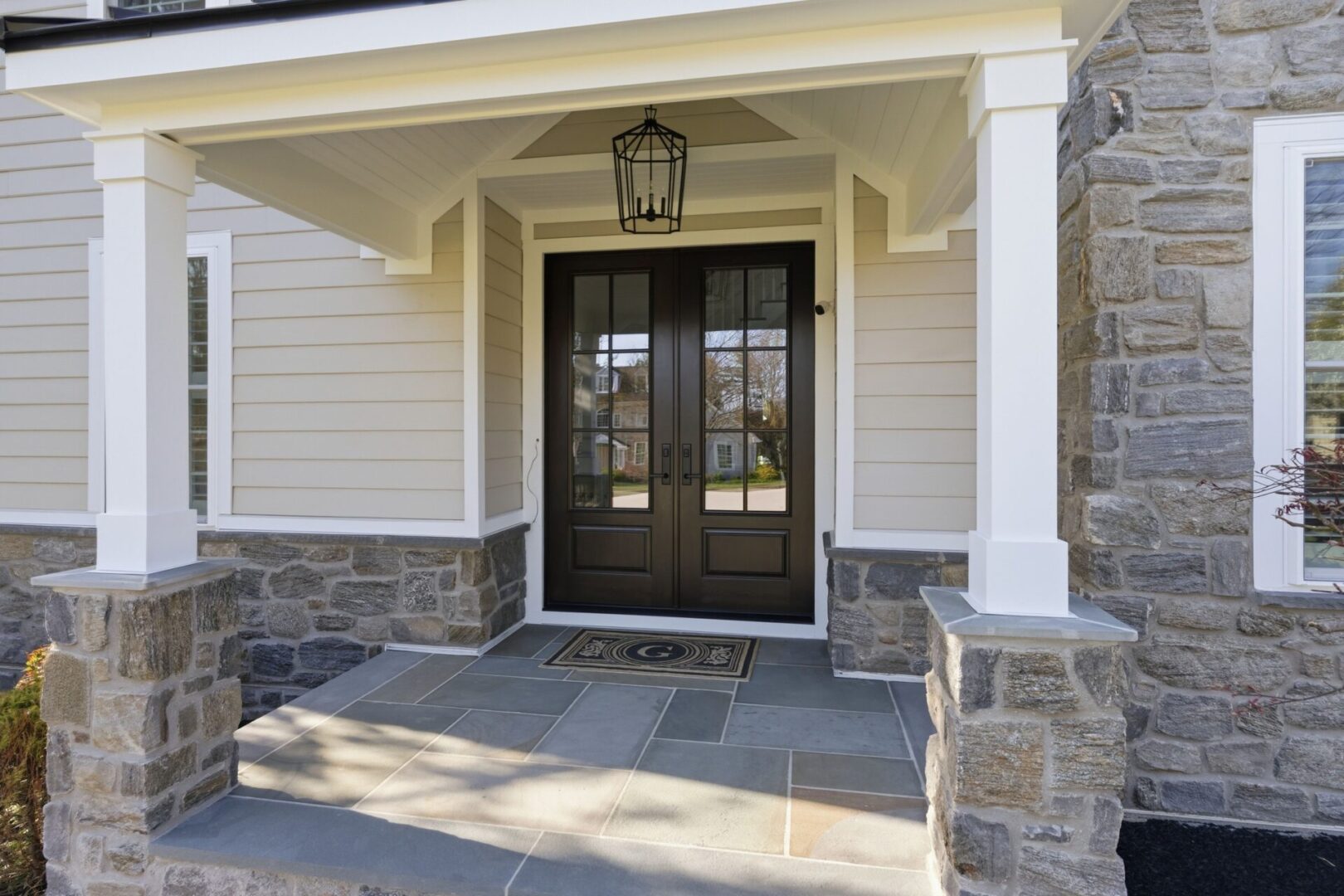 Portico with metal roof